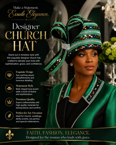 Elegant Designer Sunday Hat 9725 Kelly Green