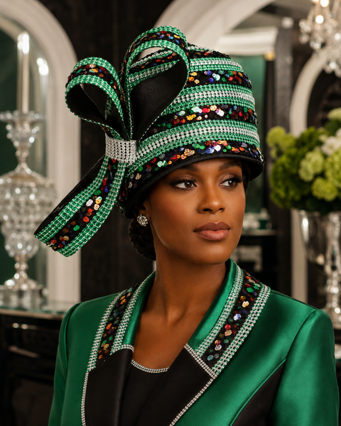 Elegant Designer Sunday Hat 9725 Kelly Green