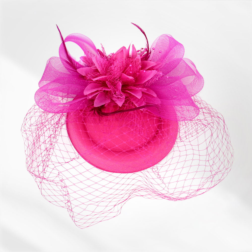 Women Fashion Fascinator-1261 Hot Pink