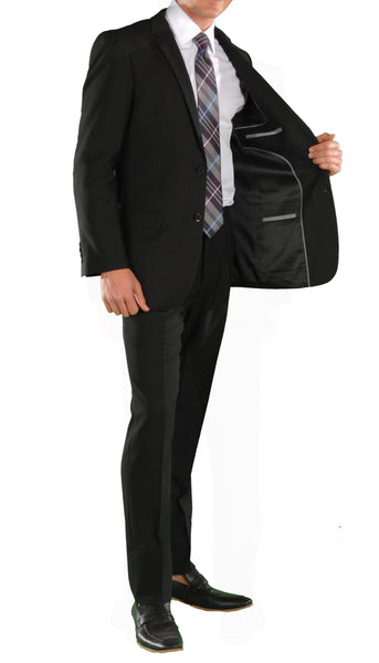 Men Black Regular Fit Suit - FORD