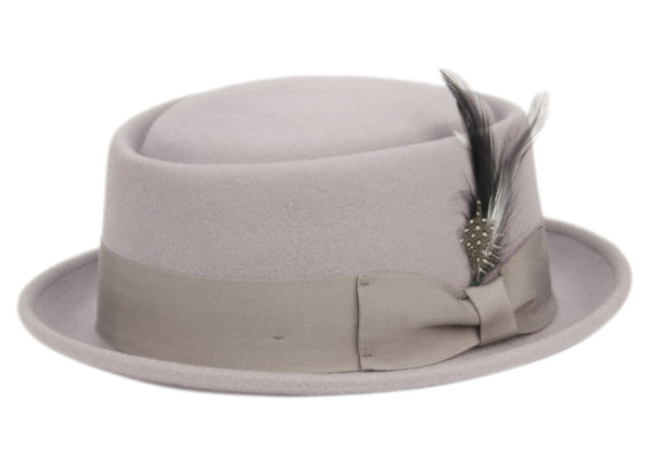 Men Classic Pork Pie Hat-MSD32 LIGHT GREY