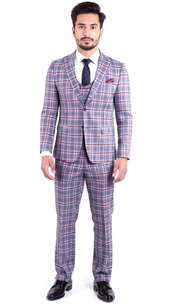 Men's Suit Kingston Grey/Red