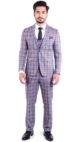 Men's Suit Kingston Grey/Red