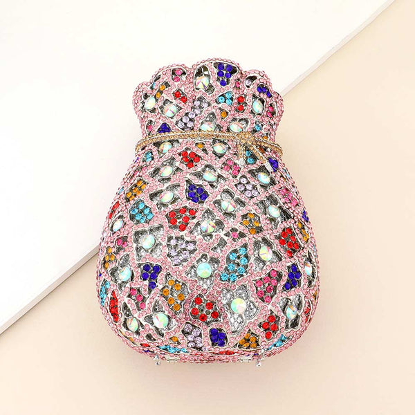 Luxury Rhinestone Crystal Evening Clutch Bag – Silver Multi EB075