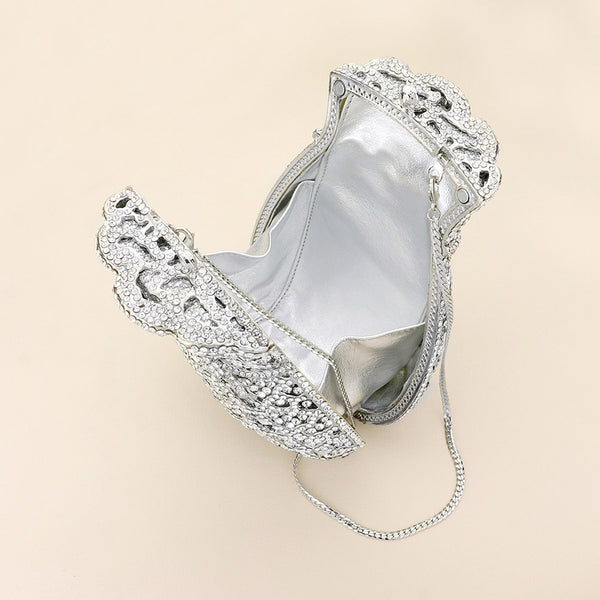 Luxury Rhinestone Crystal Evening Clutch Bag – Silver Multi EB075