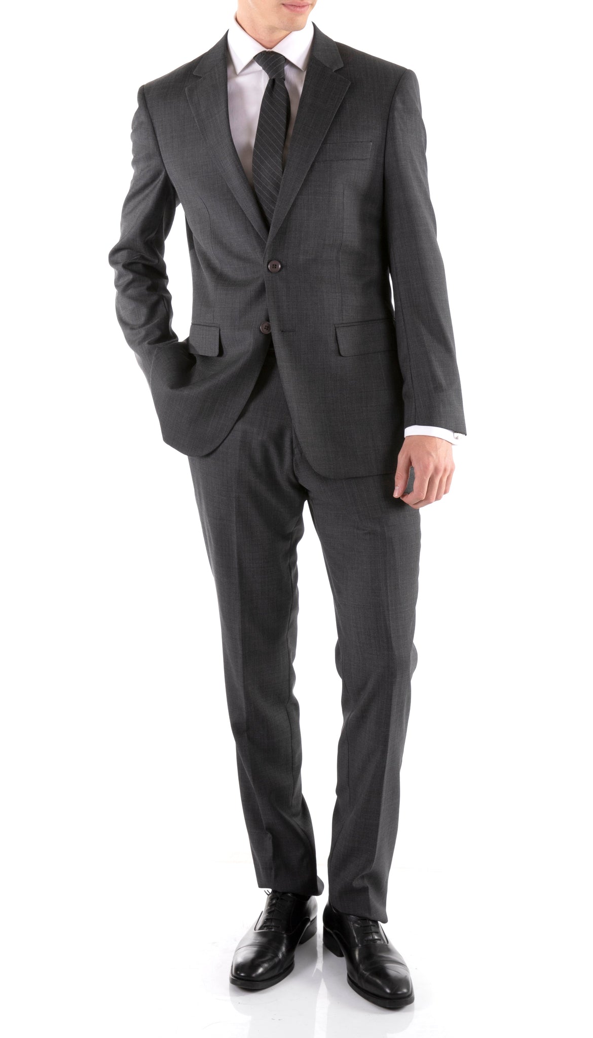 Men's Wool Slim Fit Suit- Mason Charcoal