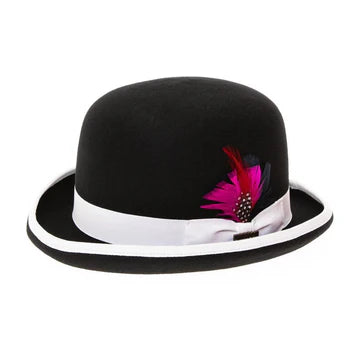 Men Derby Bowler Hat-Black White