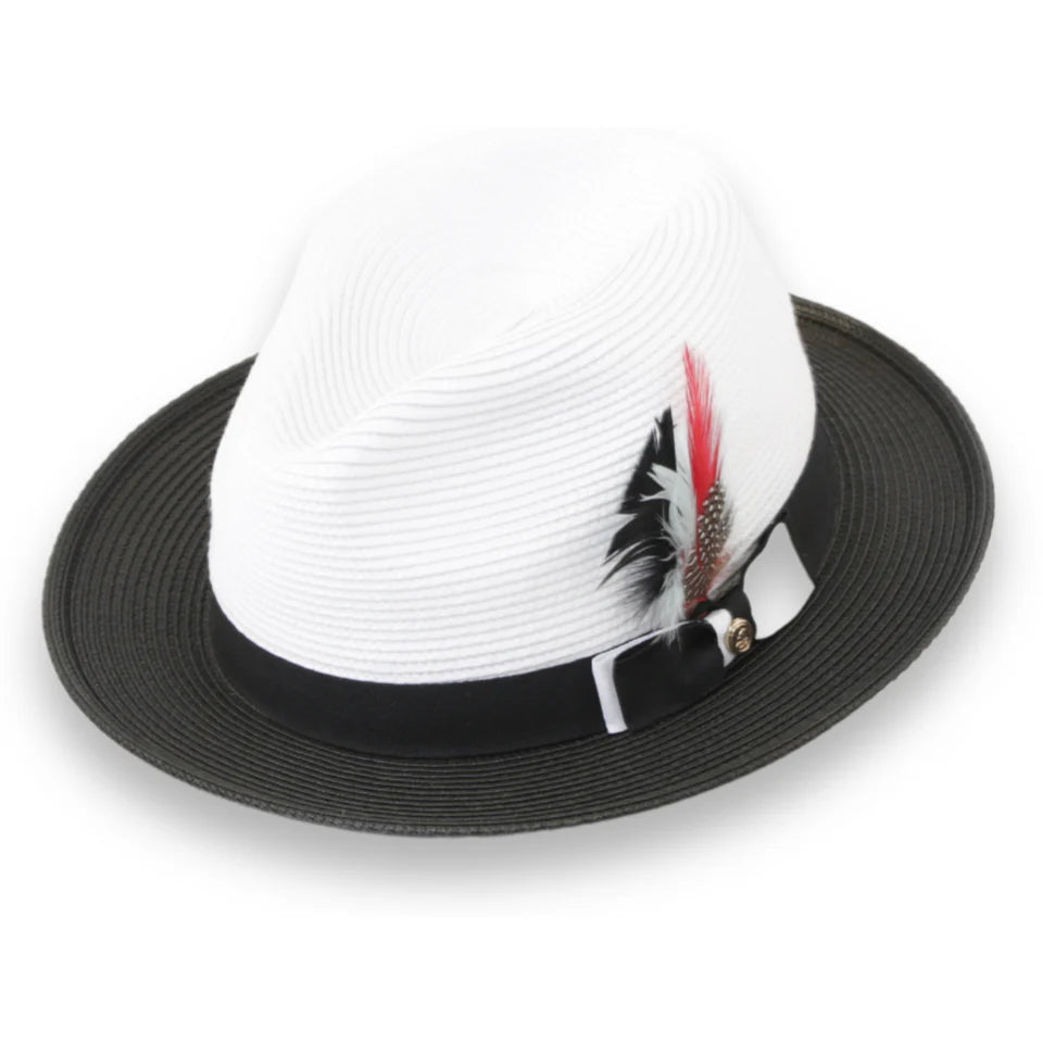 Men Fedora Hat Tapa Black White H126