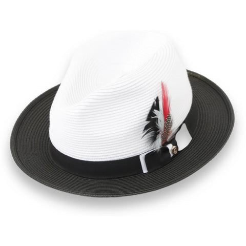 Men Fedora Hat Tapa Black White H126