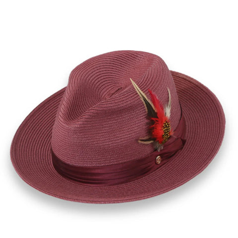 Men Fedora Hat Tapa Burgundy H126
