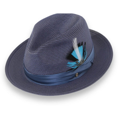 Men Fedora Hat Tapa Navy H126