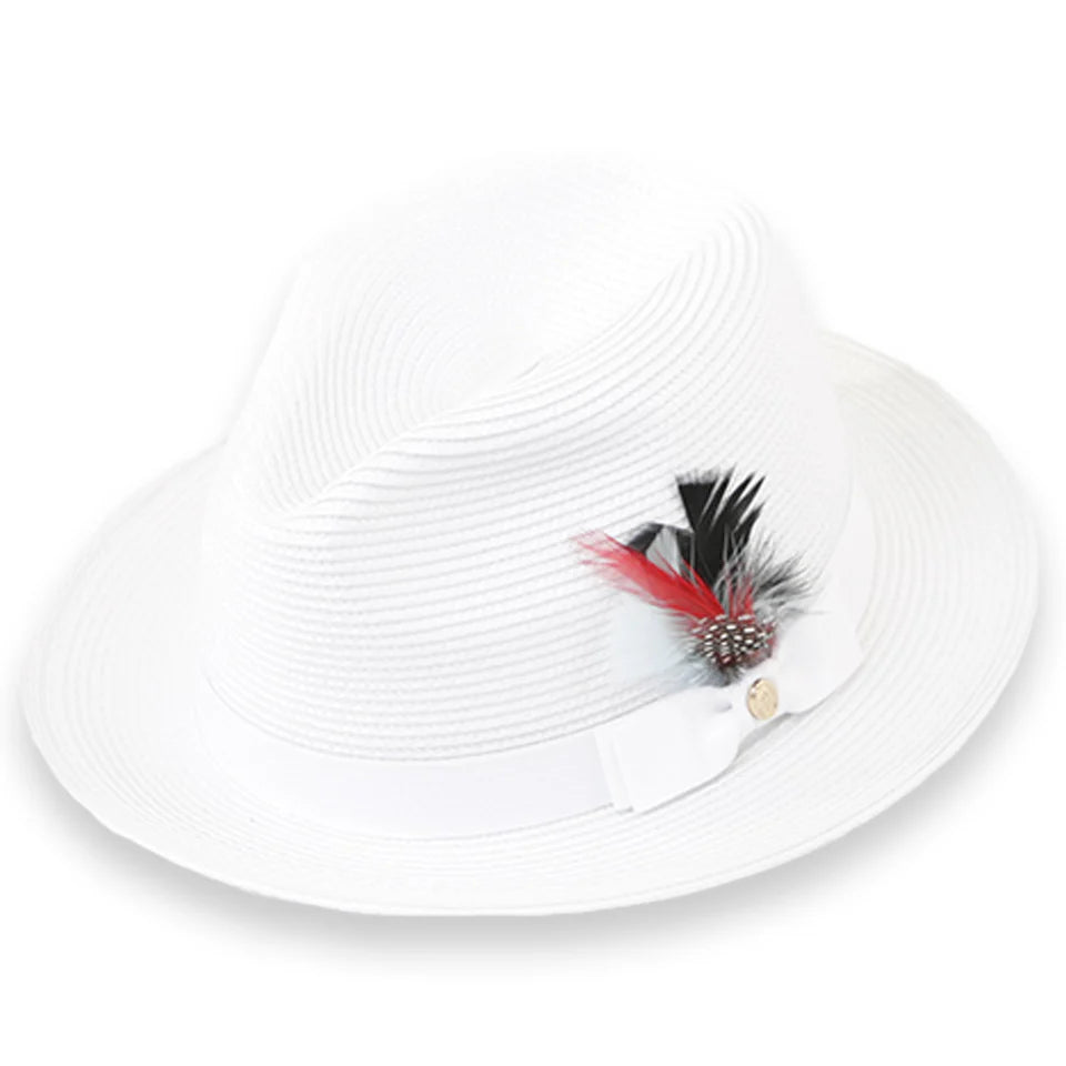 Men Fedora Hat Tapa White H126