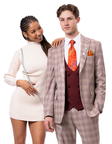 Men's Ej Samual Suit M2804 Tan Wine