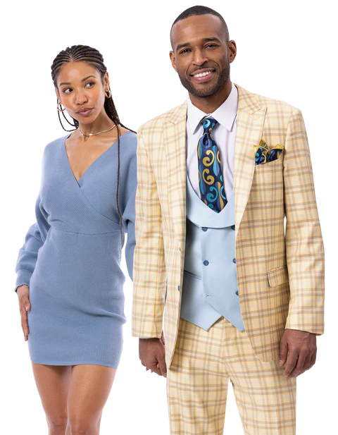 Men's Ej Samual Suit M2807 Tan Blue