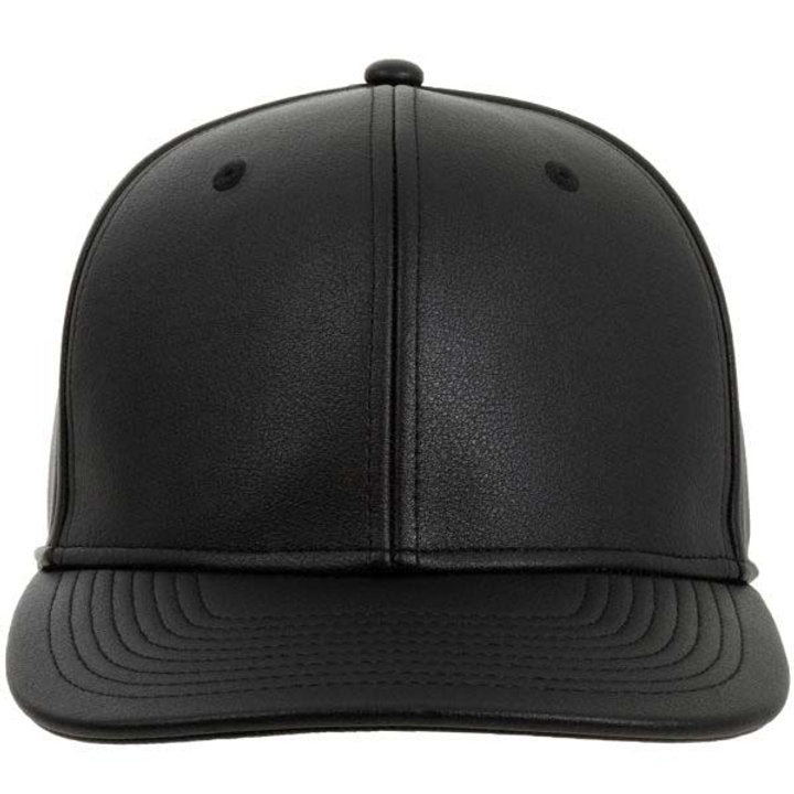 Men's Leather Strap Back Hat Black