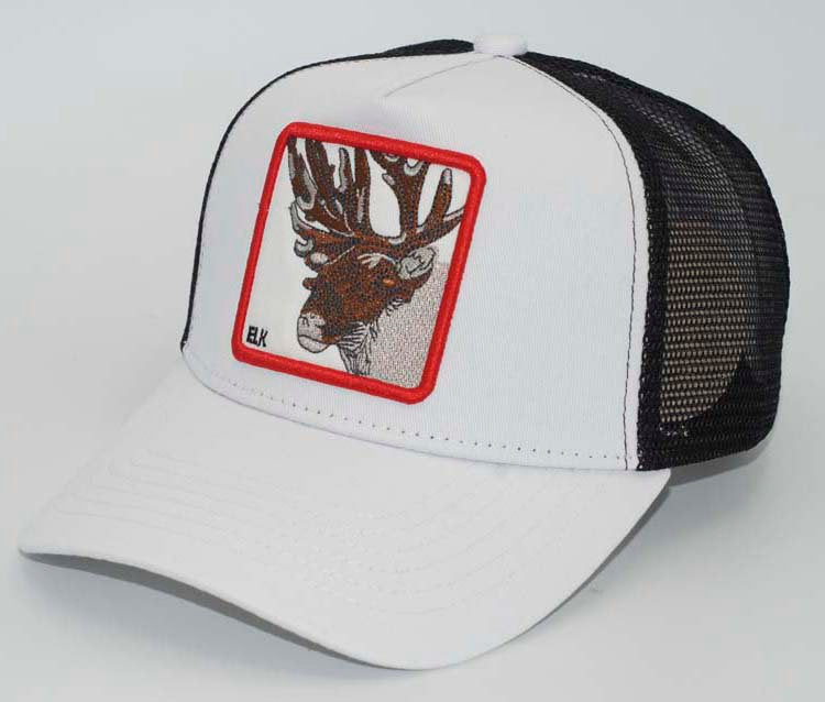 Men's Trucker Hat- Elk White Black