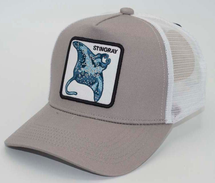 Men's Trucker Hat- String Ray Gray White