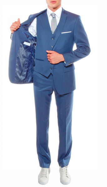 Men's Savannah Indigo Slim Fit Three Piece Suit