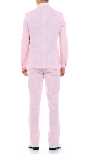 Men's Fashion Suit Seersucker Pink