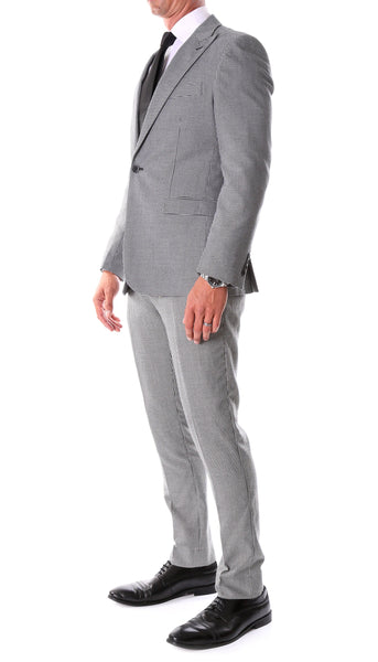 Men's Slim Fit 2pc Suit-STANFORD Black White