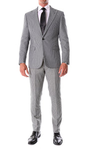 Men's Slim Fit 2pc Suit-STANFORD Black White