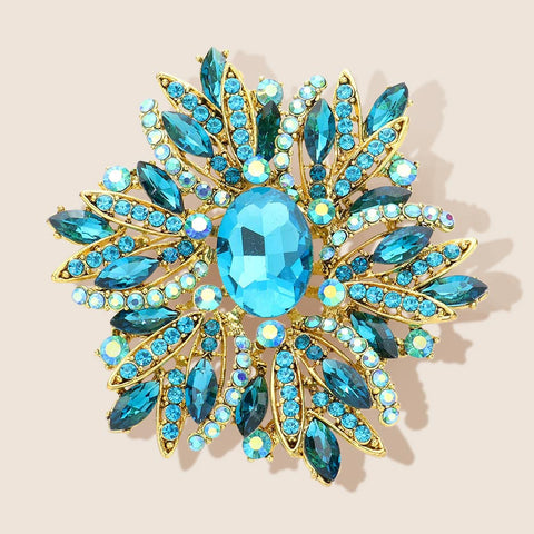 Women Church Brooch-1041 Blue