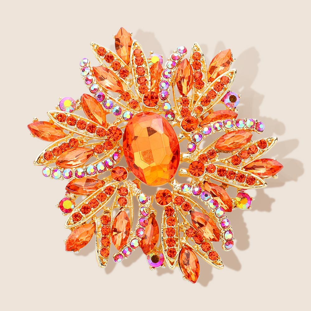 Women Church Brooch-1041 Orange