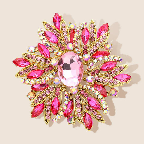 Women Church Brooch-1041 Pink
