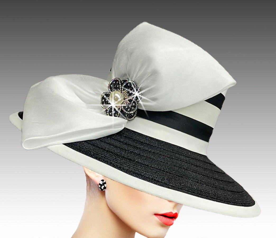 Women Church Hat-3116 White Black