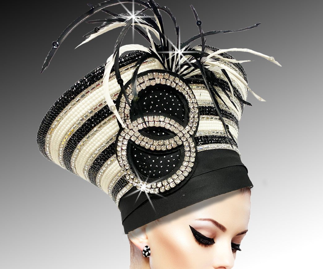 Women Church Hat 3136 Black White