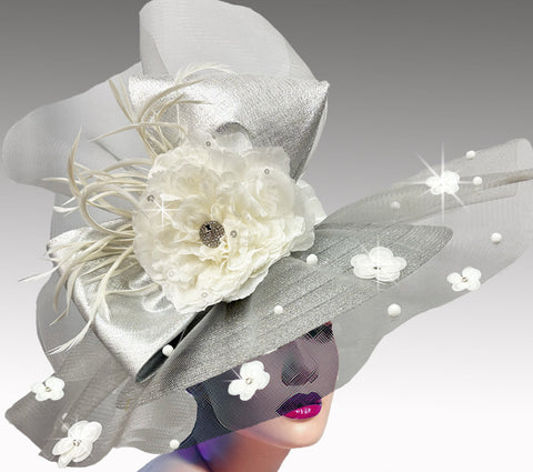 Women Church Hat 3364 Silver