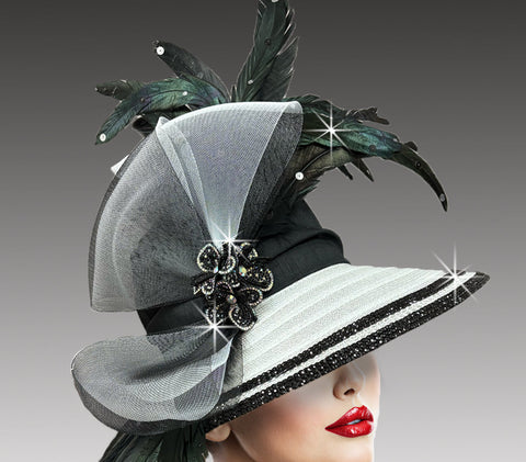 Women Church Hat 3385 Black White