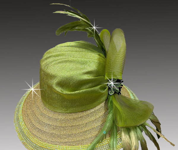 Women Church Hat 3385 Gold-Lime