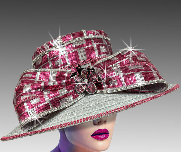 Women Church Hat 3423 Silver-rose