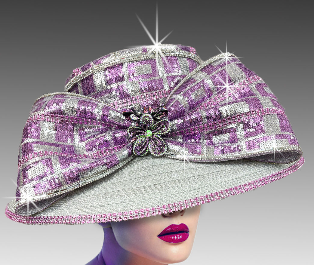 Women Church Hat 3423 Silver-lilac