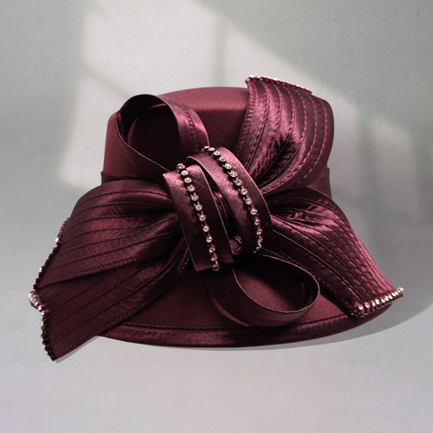 Women Church Hat H101 Burgundy