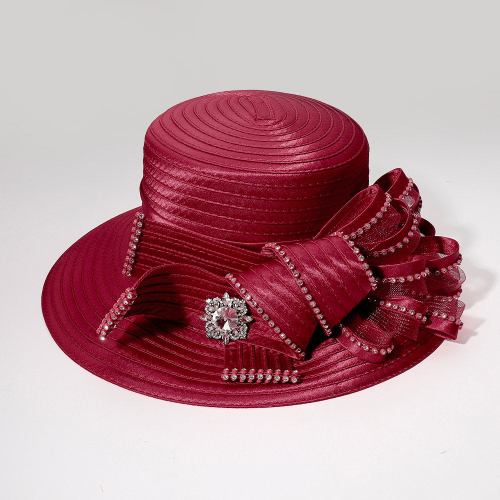 Women Church Hat-H83 Burgundy