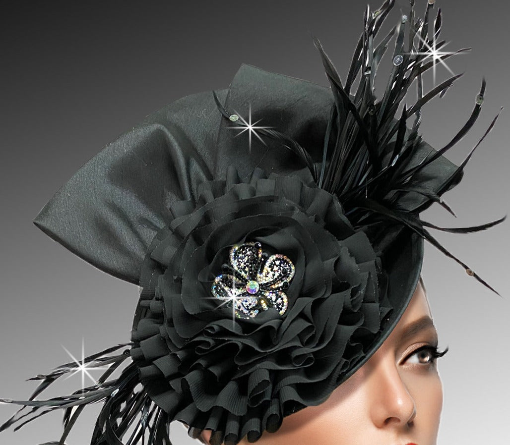 Women Church fascinator-3043 Black