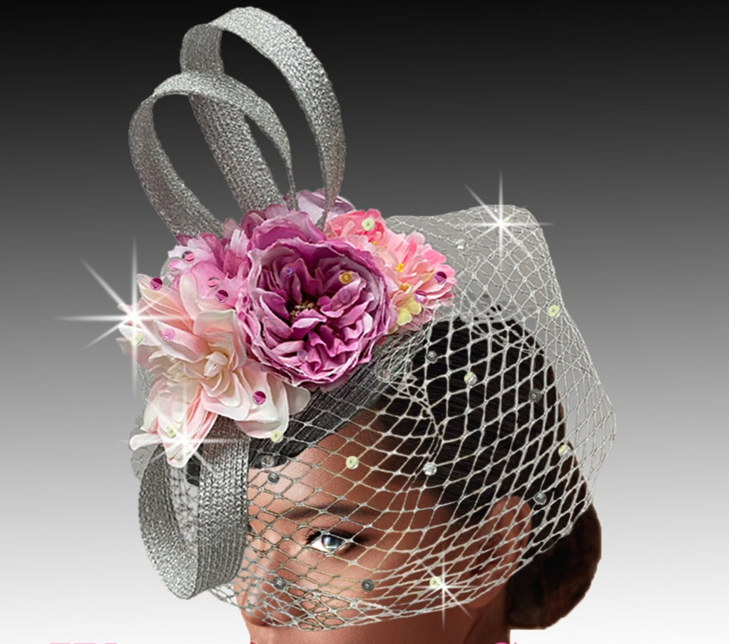 Women Church fascinator- 3086 Silver