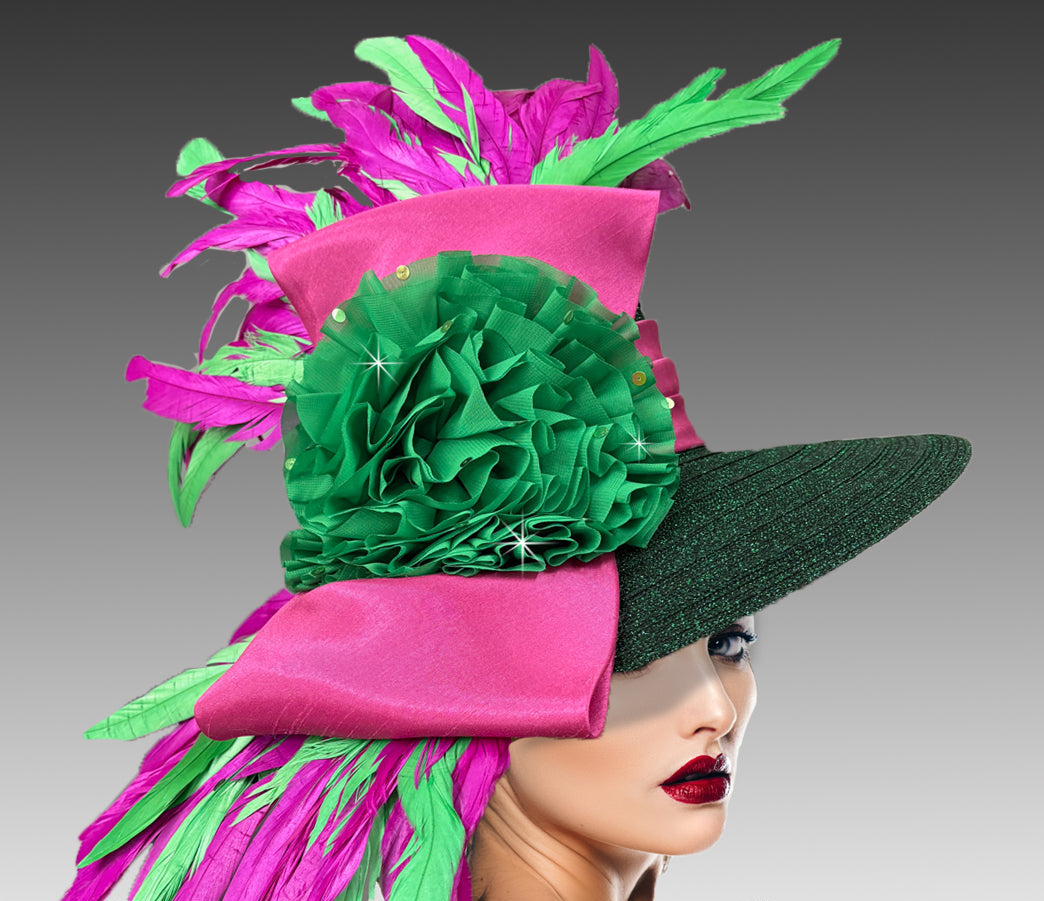 Women Derby Hat 3340 Fuchsia Emerald