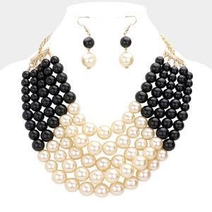 Women Jewelry Set-BDF-0175 Black Cream