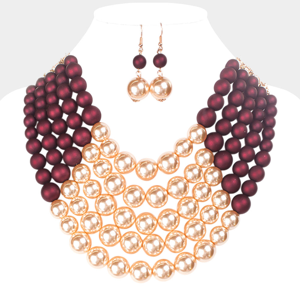 Women Jewelry Set-BDF-0175 Burgundy