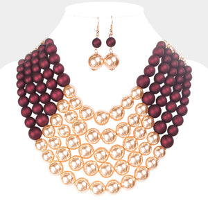Women Jewelry Set-BDF-0175 Burgundy