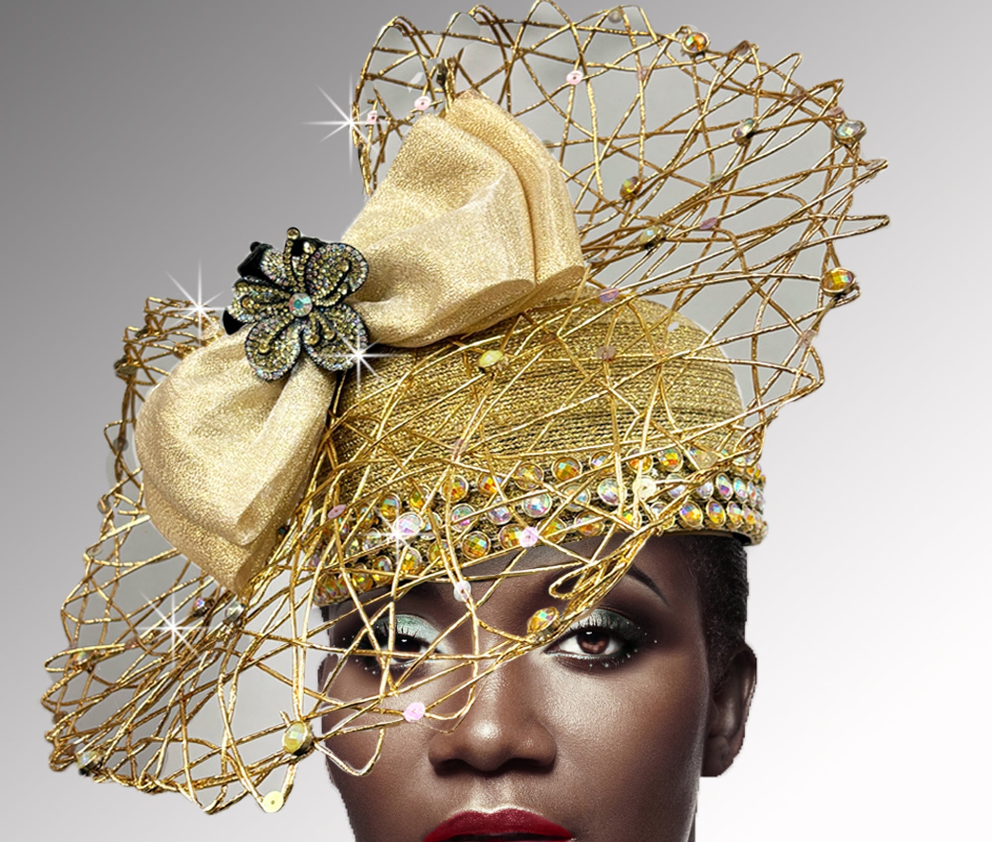 Women Pill Box Hat 3396 Gold