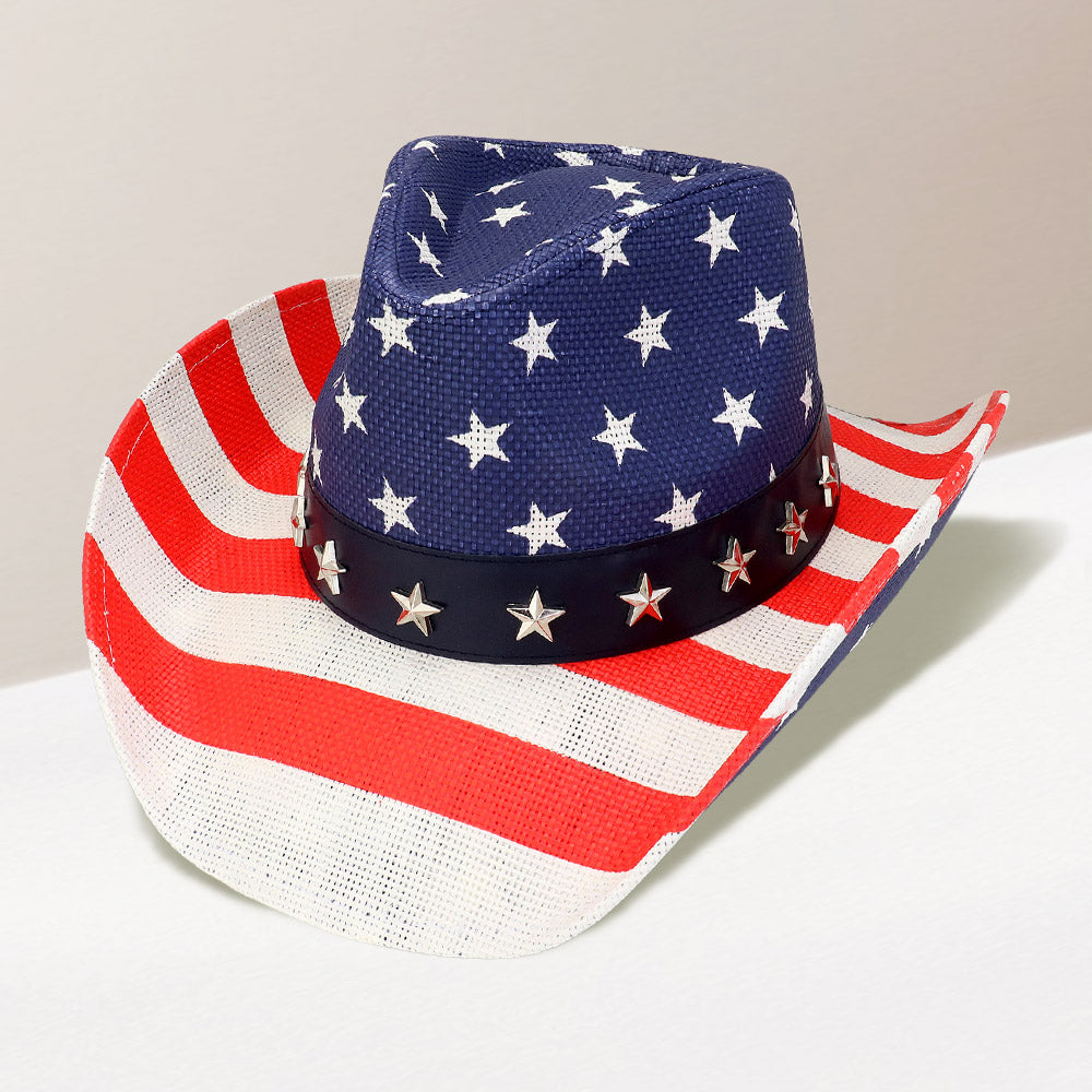 Women's American Flag Cowboy Hat- H120