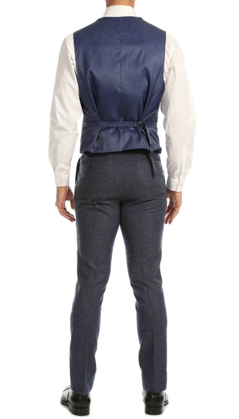 Men's Slim Fit Herringbone Suit-York Navy