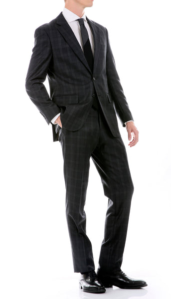 Men's Premium Wool Slim Fit Suit-70131 Black