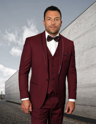 Men's Statement Suit-CAESAR Burgundy