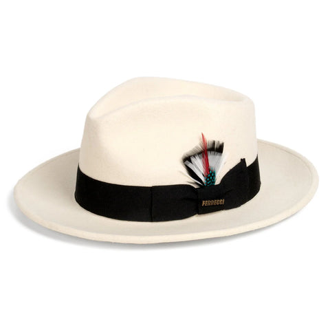 Men Church Fedora Hat- White Black