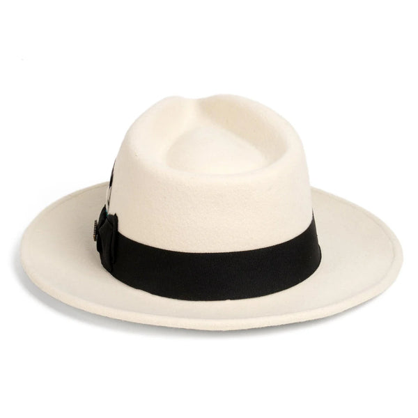 Men Church Fedora Hat- White Black